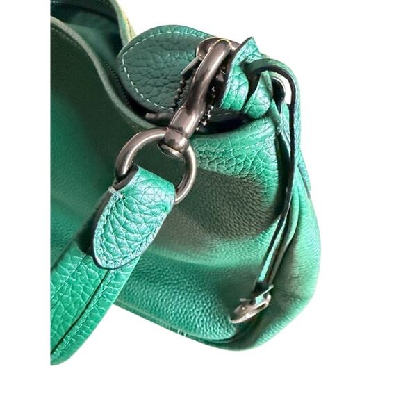 Coach Pebbled Leather Hobo Shoulder Bag Green 12x10x5 - Picture 8 of 9